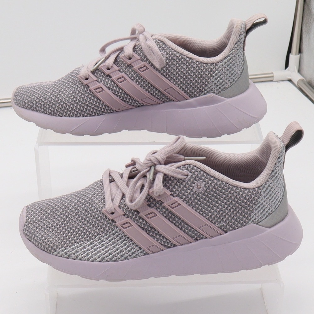 adidas Questar Flow Kids 4 Purple Grey Knit Mesh Sneakers Excellent